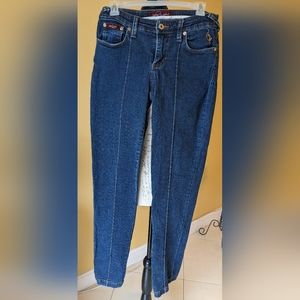 Y2K BABY PHAT Low-Mid Rise Blue Denim Jeans with Gold Back Logo Size 5
